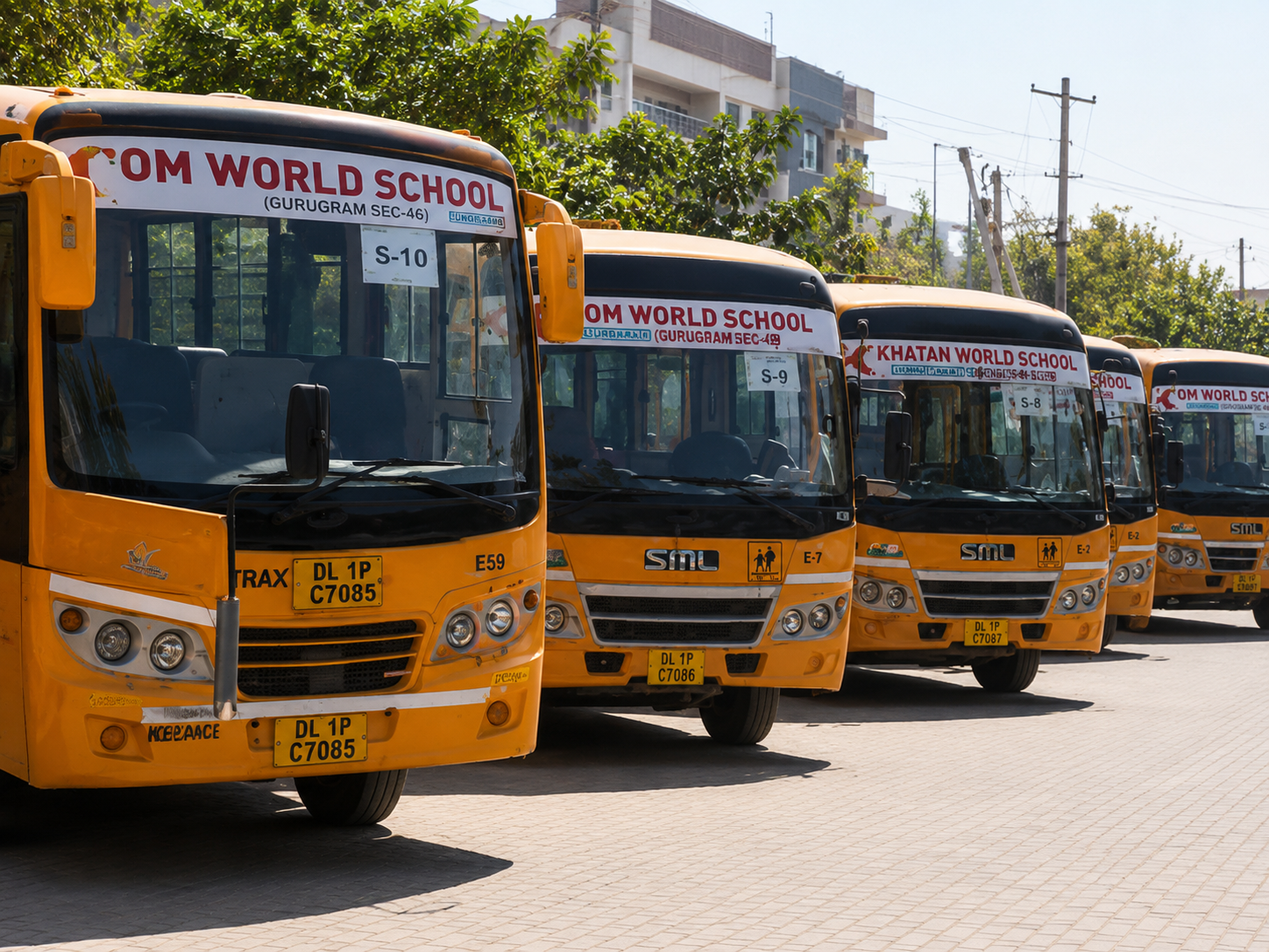 GPS-tracked school bus with female attendant in Ghaziabad